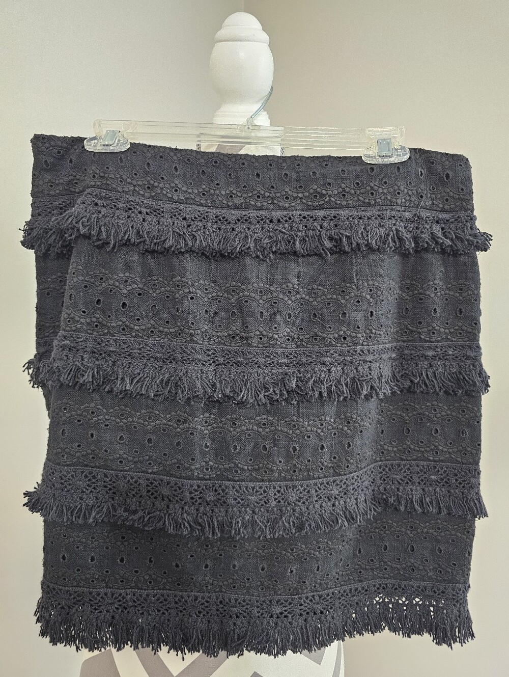 HD in Paris Black Eyelet Fringe Mini Skirt